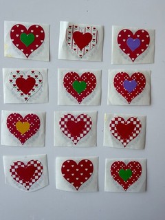 Lot Of 12 Vintage 1984 Mrs. Grossman’s HEART Stickers Simple Patterns