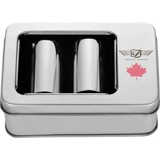 FIGURATI DESIGNS RED MAPLE LEAF DOCKING COVERS SILVER 25X46MM FD03-25.2/46.5-SS