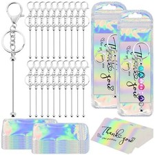 20 Sets Of Beaded Keychain Strips With 24 Resealable Bags And 24 Cards