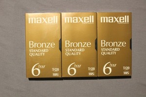 3 Maxell Bronze Standard Quality T-120 6 Hour Blank Videocassette VHS Tapes New