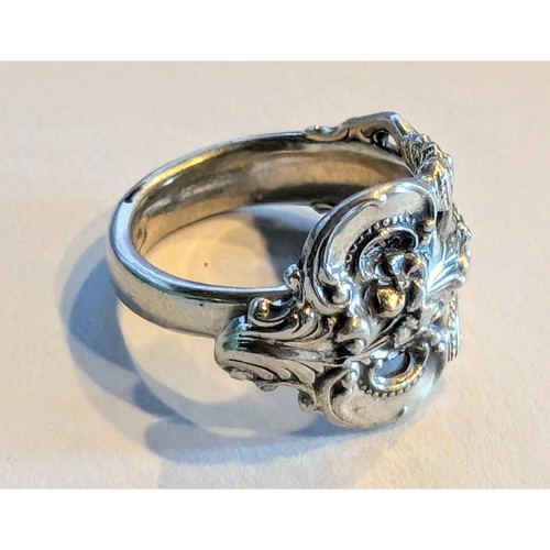 Vintage Grande Baroque Wallace Sterlingsilber Löffel Ring Größe 5,5