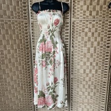 Reformation Midi Dress M Cream Floral Smocked Cottage Core Coquette Spring