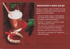 Postcard Kentucky's Mint Julep Recipe 4x6