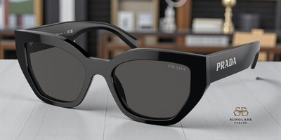 PRADA PR A09S 1AB5S0 Black Dark Grey 53 mm Women's Sunglasses