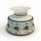 Lamp Shade Quoizel Abigail Adams Milk Glass Blue Floral Ruffled Edge 8.5" Vtg.