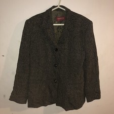 A Stunning Dark Brown Velvet Jacket By Strenesse Wool Size 16