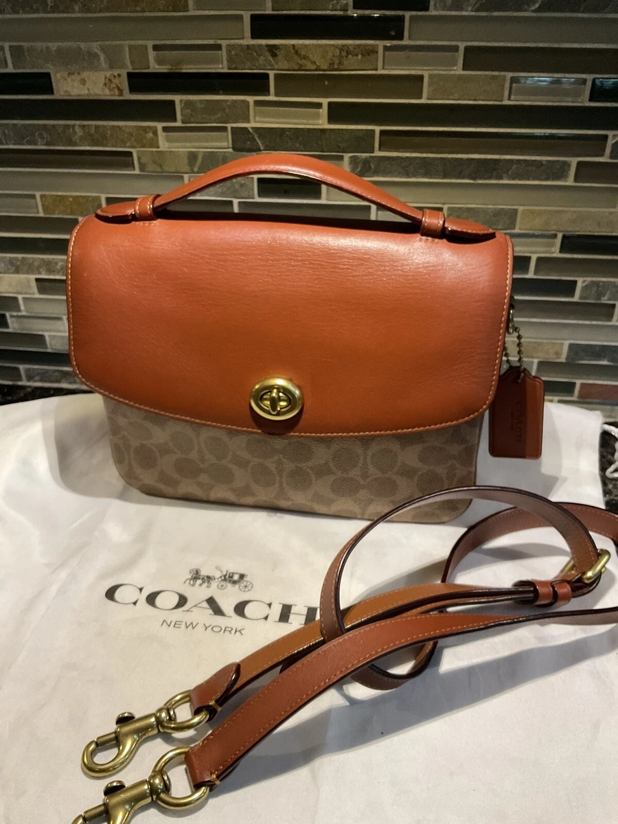 Coach Cassie Crossbody Top Handle Signature Canvas Leather 68349