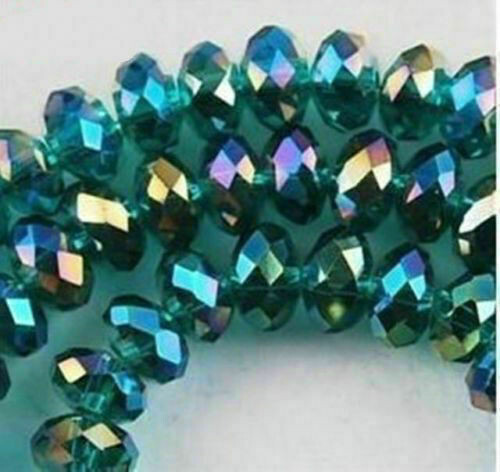 50Pcs In Malachite green Crystal Faceted Gems Loose Beads 4x6mm DIY jewelryq&3Q9 - Bild 1 von 3