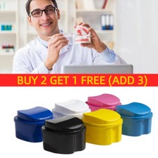 Denture Bath Case Dental False Teeth Storage Box w/ Hanging Net Container 2025