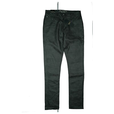 SO SOIRE Damen slim fit stretch Jeans Hose W30 L32 Kunstleder schwarz grau NEU