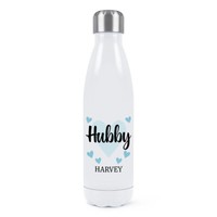 Personalisiert Hubby Doppelwand Wasserflasche Weiß Liebe Ehemann Geburtstag