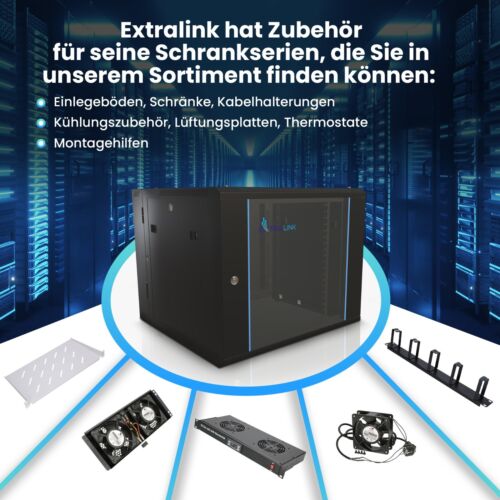 Extralink Szafka sieciowa Szafa serwerowa Obudowa ścienna 19" 6U 6HE 600x600 AZH Czarna - Zdjęcie 4 z 8