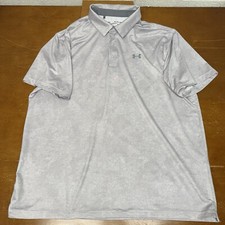 Under Armour Shirt Mens 2XL Gray Short Sleeve Polo Golf Heat Gear
