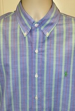 Ralph Lauren Men's Custom Fit Long Sleeve Button Down Striped Shirt Size L 16 