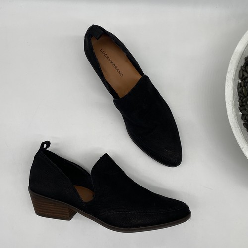 LUCKY BRAND MAHZAN pointed toes FLAT in black Mainz nubuck leather size 6.5M