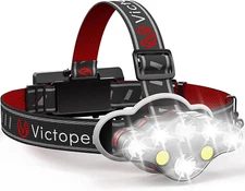 Victoper Rechargeable Headlamp, 8 LED 18000 High Lumen Bright Head Lamp with Red