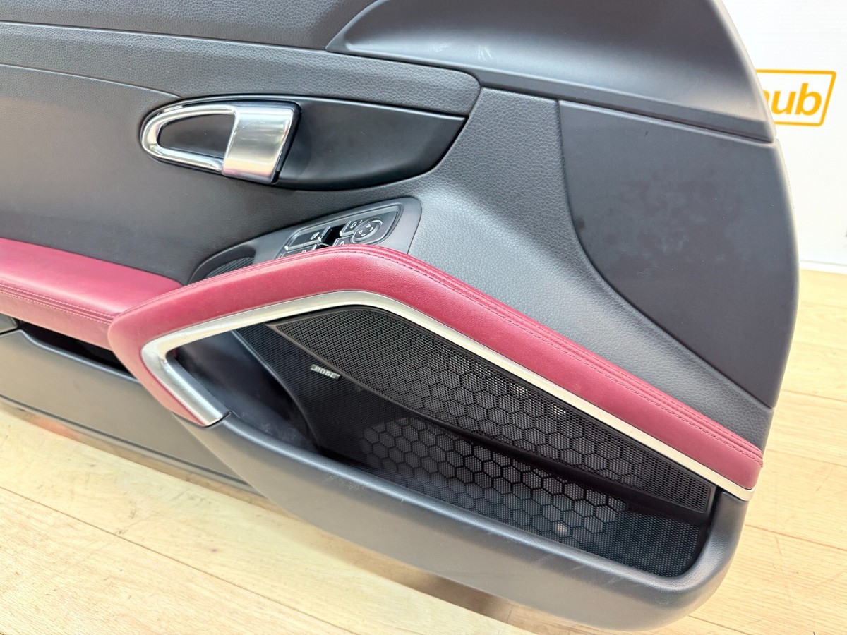 2018 PORSCHE 718 CAYMAN S OEM FRONT LEFT DOOR PANEL BLACK & RED