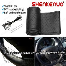 15 Black Pu Leather Steering Wheel Cover Breathable Anti-slip Car Accessories 15 Black Pu Leather Steering Wheel Cover Breathable Anti-slip Car Accessories