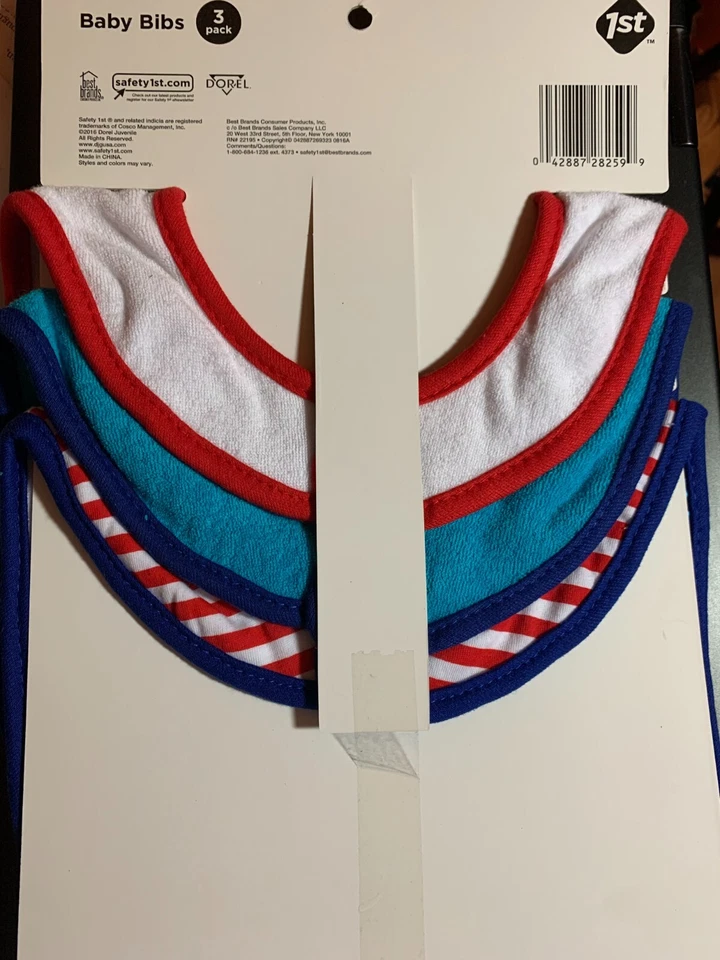 PACK DE 3 BABEROS BEBÉ POR SEGURIDAD 1er nuevo con etiquetas pequeño marinero rayas tela de felpa náutica niño Foto 3 de 4