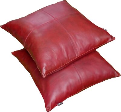 Spanish Red Home Deocr Leather Pillow Cover Real Lambskin Throw Case For Living