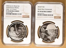 2018 WWI Coin & Medal Set 'U.S. Army' NGC PF 70 Ultra Cameo