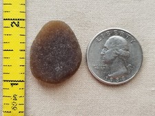 GENUINE BEACH SEA GLASS SURF TUMBLED CHOCO BROWN HONEY FROSTED PENDANT N7