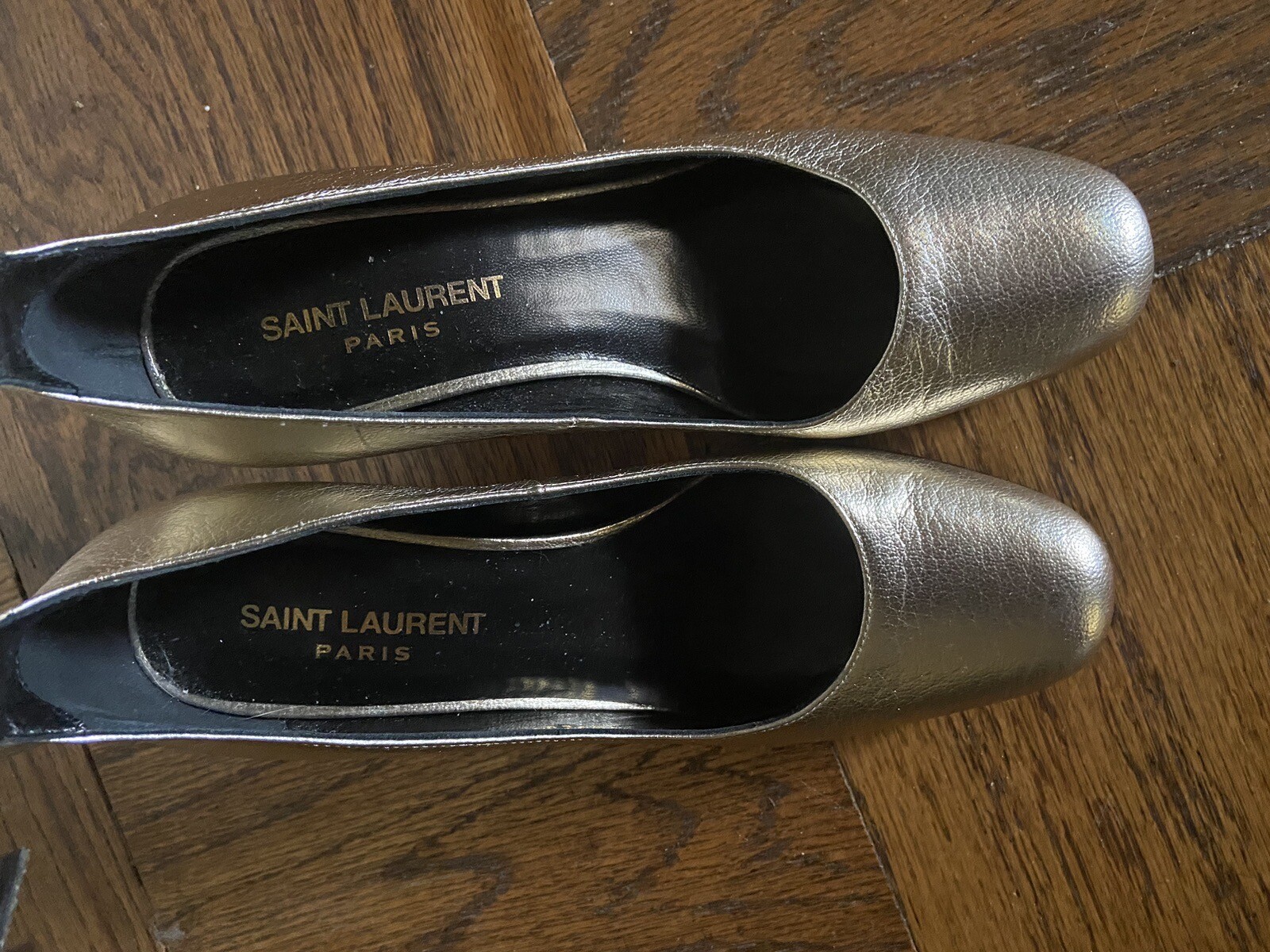 Décolleté bambino oro Saint Laurent doppia cinghia