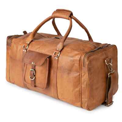 Unisex Duffel Weekend Gym Bag Leather Genuine Travel Luggage