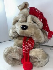Vintage Commonwealth Bulldog Krinkles Plush Stuffed Animal Christmas 1984