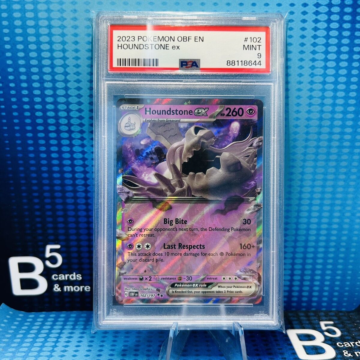 Houndstone ex 102/197 Double Rare Holo Obsidian Flames OBF Houndstone ex 102/197 Double Rare Holo Obsidian Flames OBF