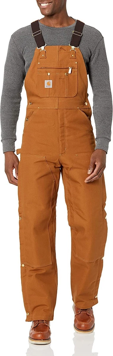 NWoT Carhartt Men s Quilt Lined Zip To Thigh Bib Overalls Brown 220 44x32 II066