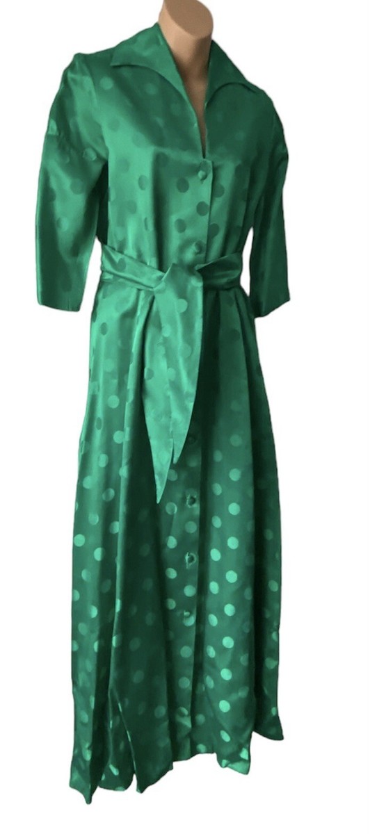 By PEER Dress Vintage 50's Hollywood Glamour Film Noir Robe Green Satin SZ  12 | eBay