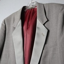 VTG Pierre Cardin Couture Tuxedo Jacket Men 42L Silver Satin Blazer USA Made HTF