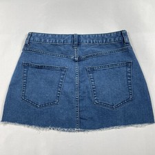 Vintage Gu Denim Mini Skirt Size 10 Raw Hem Y2K Mid Rise Jean 90s Sexy 
