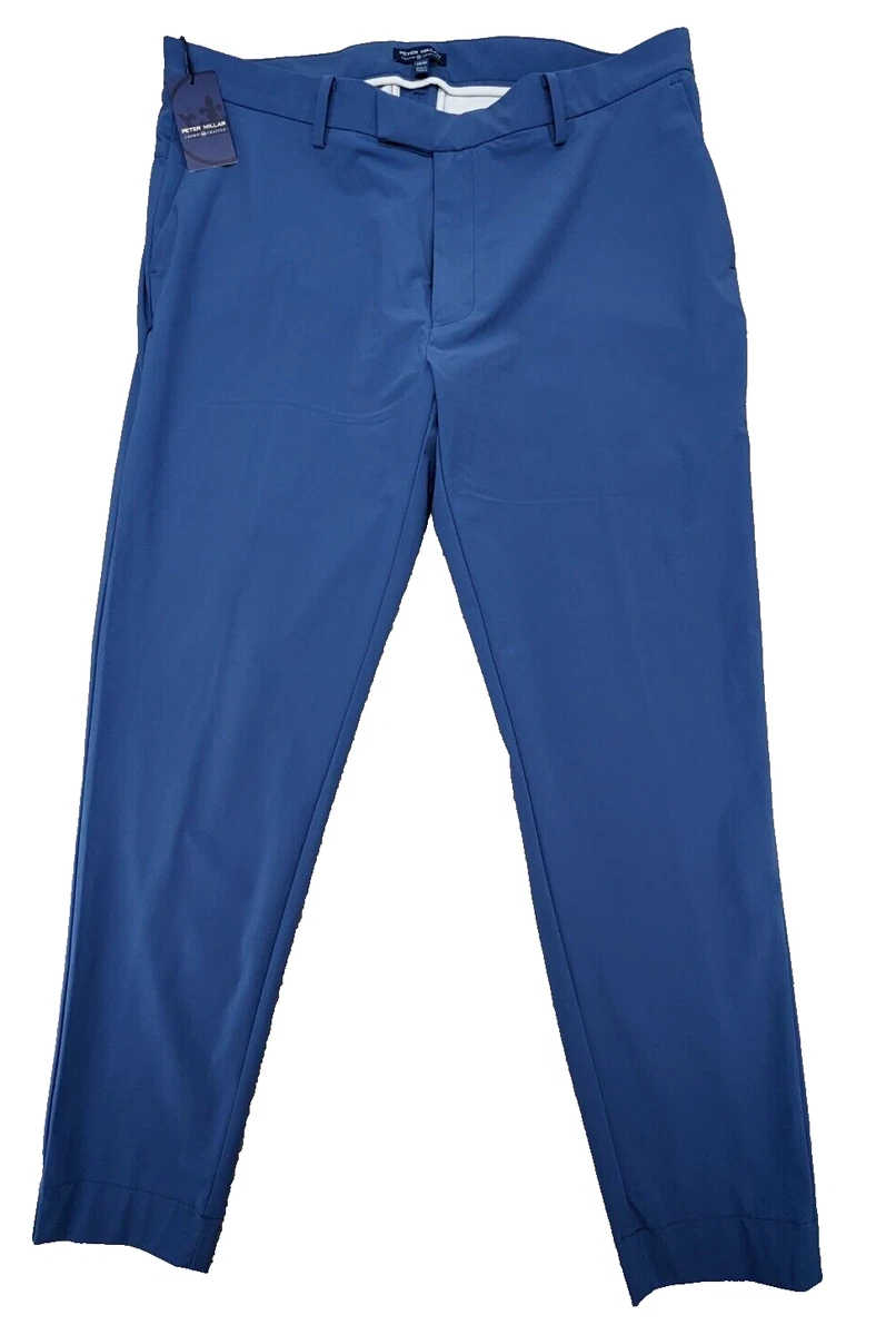 $178 Peter Millar Pants Mens 38W 28L Crown Sport Blue Tapered Golf ⛳ Logo  38x28