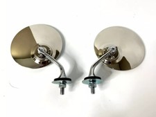 Pair 4 Round Classic Antique British Mg Style Side Fender Mirrors Ss Housings