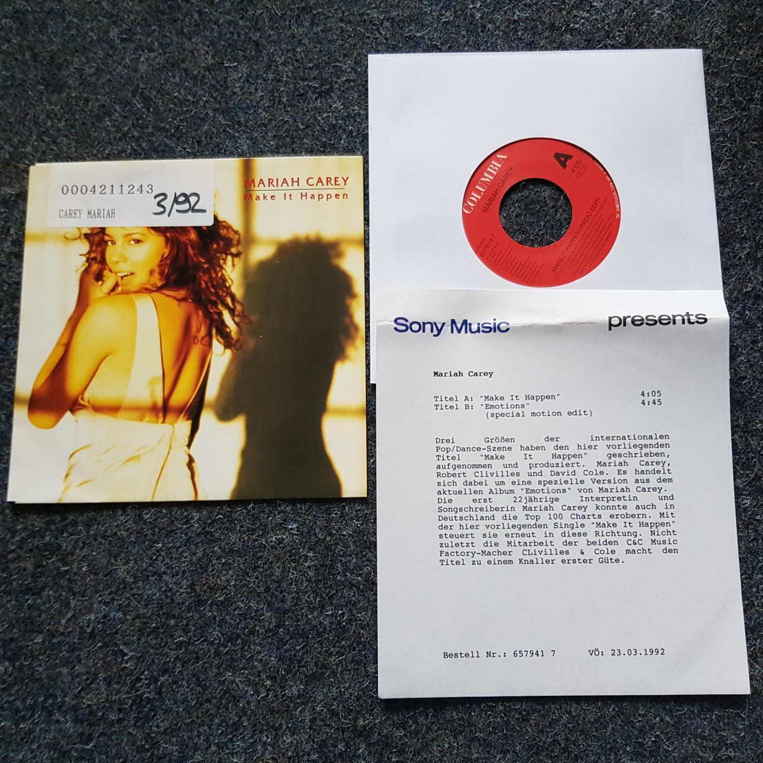 7"" Single Vinyl Mariah Carey - Make it happen/ Emotions WITH PROMO FACTS