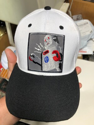 ROBOT SPARKLING MIKE SCI - FI SPACE  WHITE & BLACK BASEBALL  CAP HAT NEW
