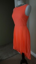 Gorgeous Topshop Pleat Dip Hem Coral/ Orange Dress, Wedding, Ascot, Party UK 6