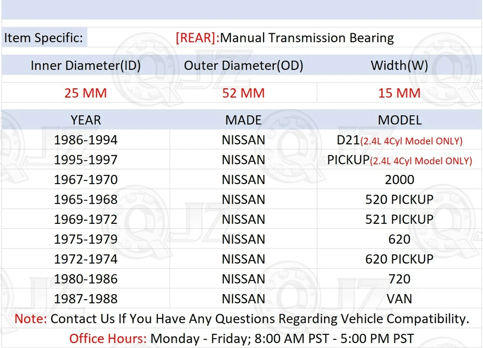 [Cantidad.1] Nuevo cojinete de transmisión manual para camioneta Nissan Datsun 521 1969-1972 Foto 2 de 4