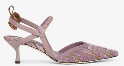 Fendi Colibri Lite Mauve Pink FF Logo Pointed Slingback 55 Kitten