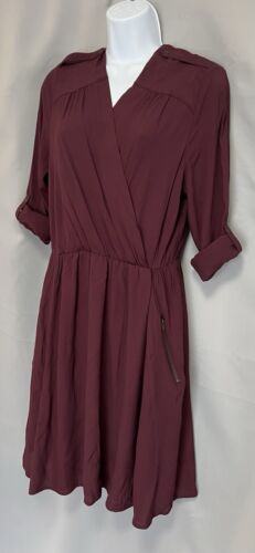 MAEVE ANTHROPOLOGIE BURGUNDY DRESS V-NECK BOHO SIZE MEDIUM - Picture 2 of 16