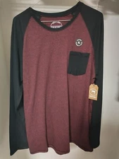 Dikotomy Men's Long Sleeve Red Black Pocket XL Tshirt 