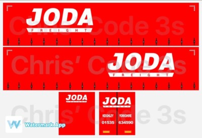 Code 3 selbstklebendes Vinyl Anhänger Aufkleber - JODA Fracht - 1/50 1/76 1/148