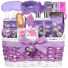 24-Piece Luxury Body Gift Set for Women, Spa Gift Basket Set, Lavender Home Spa