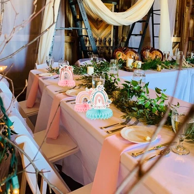 7 Pcs Décorations De Table Fête D'anniversaire En Nid D'abeille Papier - Photo 1/4