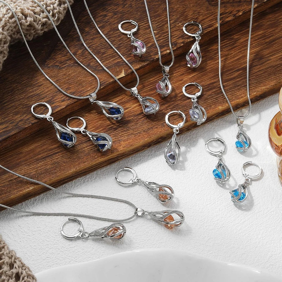 Conjuntos de joyas de plata para mujer estrás cristal circonita cúbica accesorio de dama de honor nupcial Foto 4 de 4