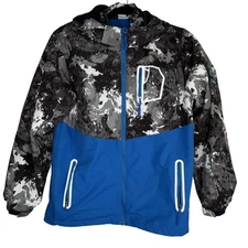 Wedze Jacket Youth 160 Blue Gray Camo Hooded Fleece Lined Ski Snowboard Winter