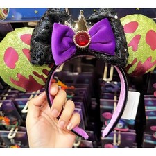 Disney- Parks Evil Queen Snow White Poison Apple Bow Minnie Ear Party Headband