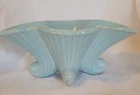 VTG Shawnee Art Pottery Aqua Blue Ceramic Four Cornucopia Fluted Planter MCM